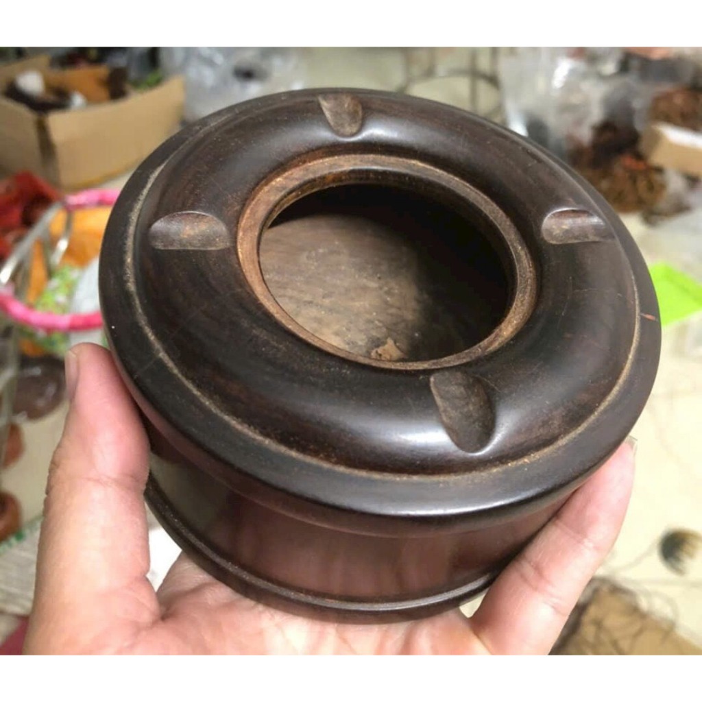 Gạt tàn gỗ Trắc Việt đỏ đen hàng kỹ bóng si có nắp hàng giá xưởng làng nghề tiện gỗ nhị khê