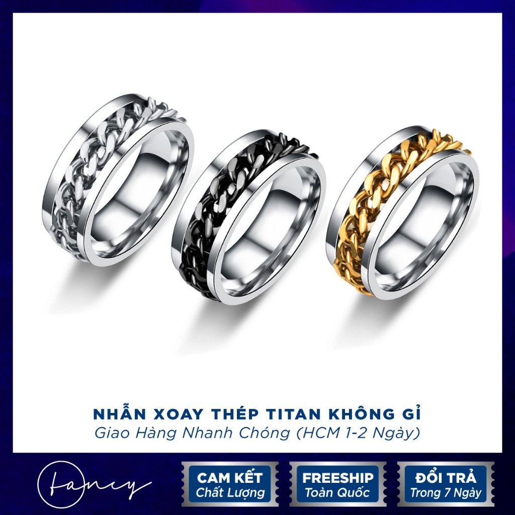 nhẫn xích xoay khui nắp chai nhẫn xoay titan nam nữ cặp đôi thép không gỉ | fancy.