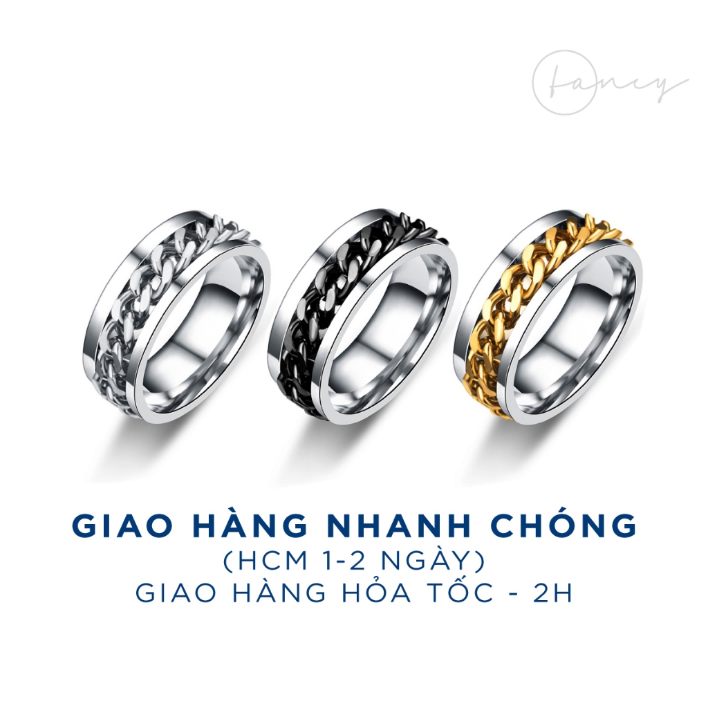 nhẫn xích xoay khui nắp chai nhẫn xoay titan nam nữ cặp đôi thép không gỉ | fancy.