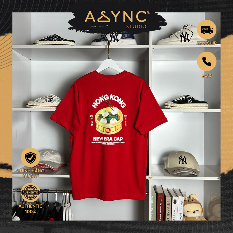 Auth) Áo Thun New Era Cap x HongKong World Food Trip Màu Đỏ CODE