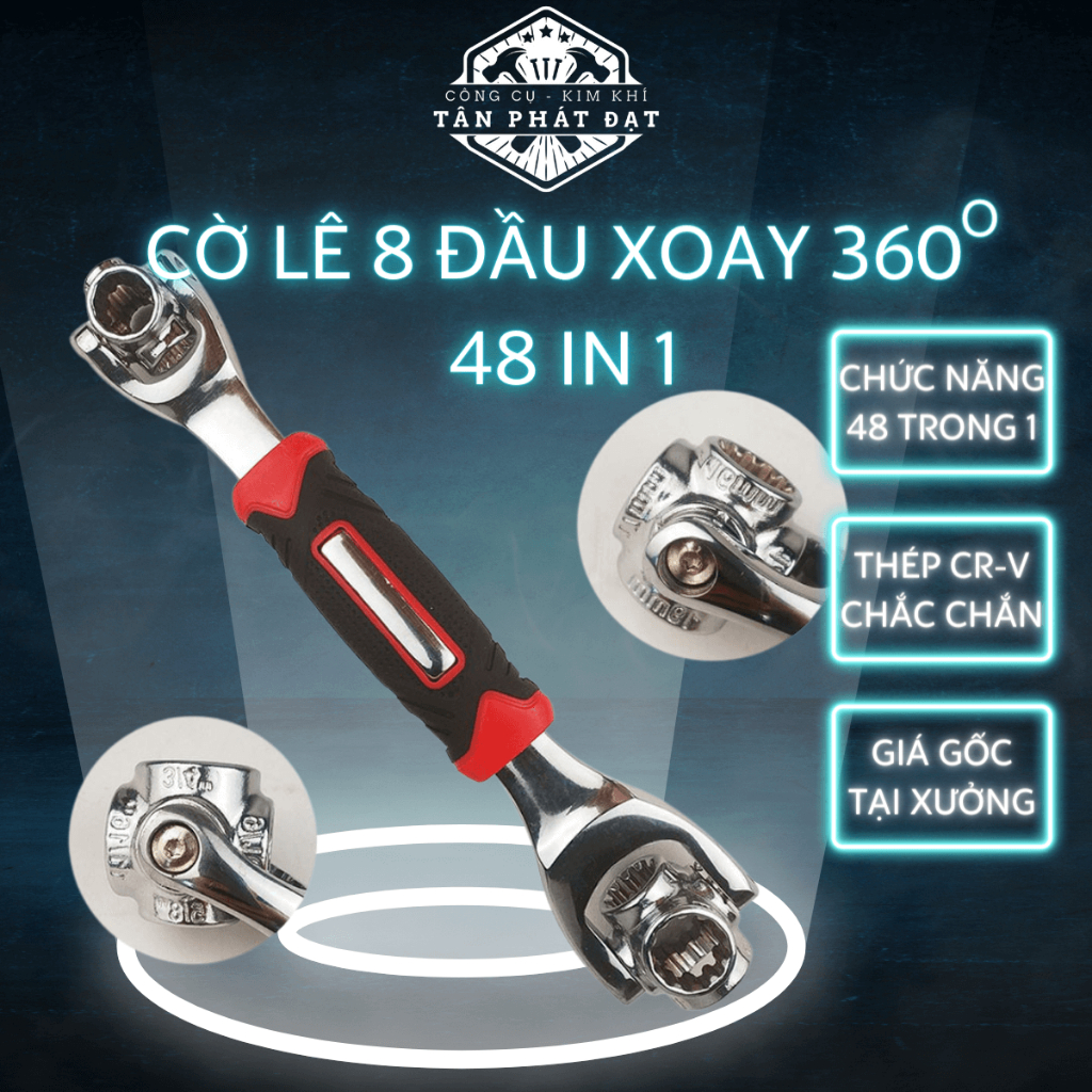 Cờ lê đa năng 8 đầu 8mm-19mm thép cao cấp, Tay khẩu siết mở ốc, Tay vặn ...