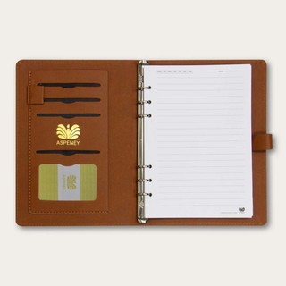 Sổ da Saffiano cao cấp ASPENEY Notebook - NÂU
