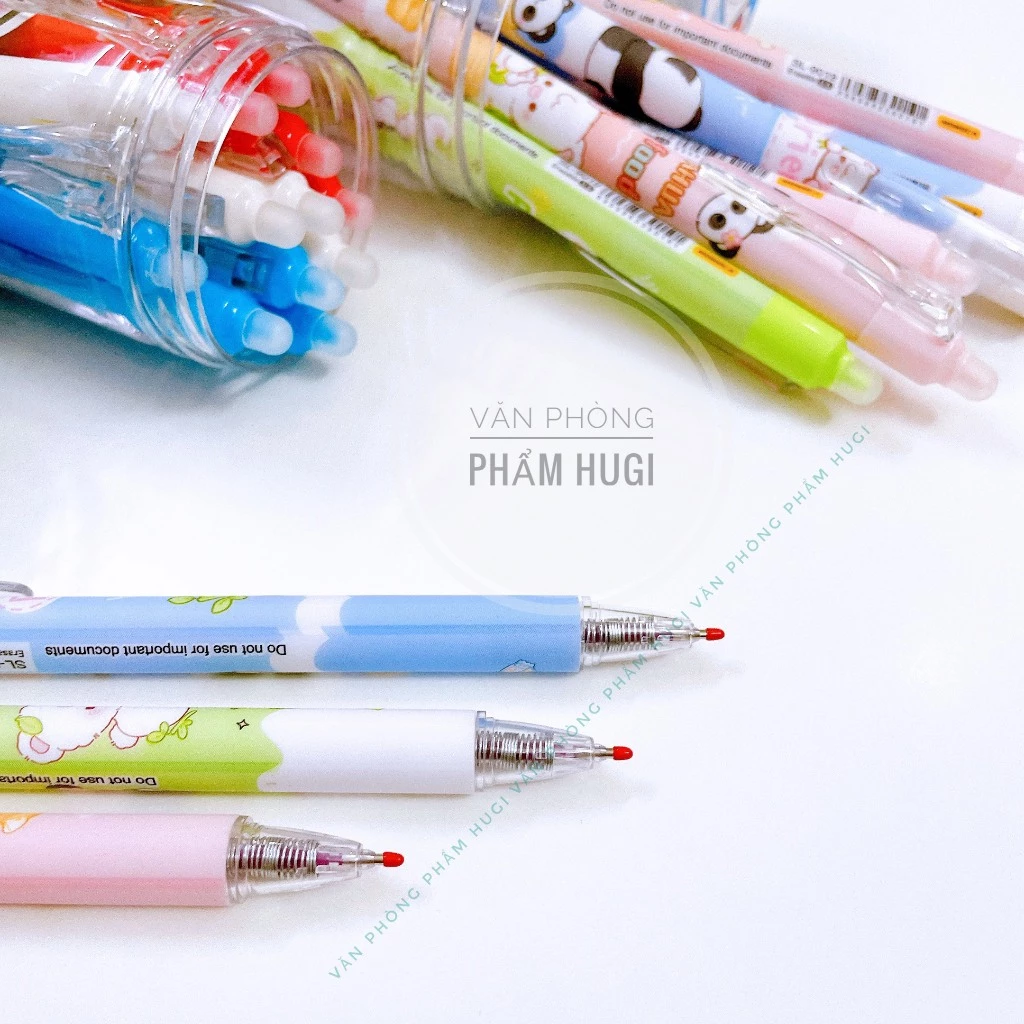 Lon 12 - 20 Cây Bút Gel Đầu Bấm Tẩy Xóa Được (mực Xanh/Tím) Chuyên Dành Cho Học Sinh Tiểu Học