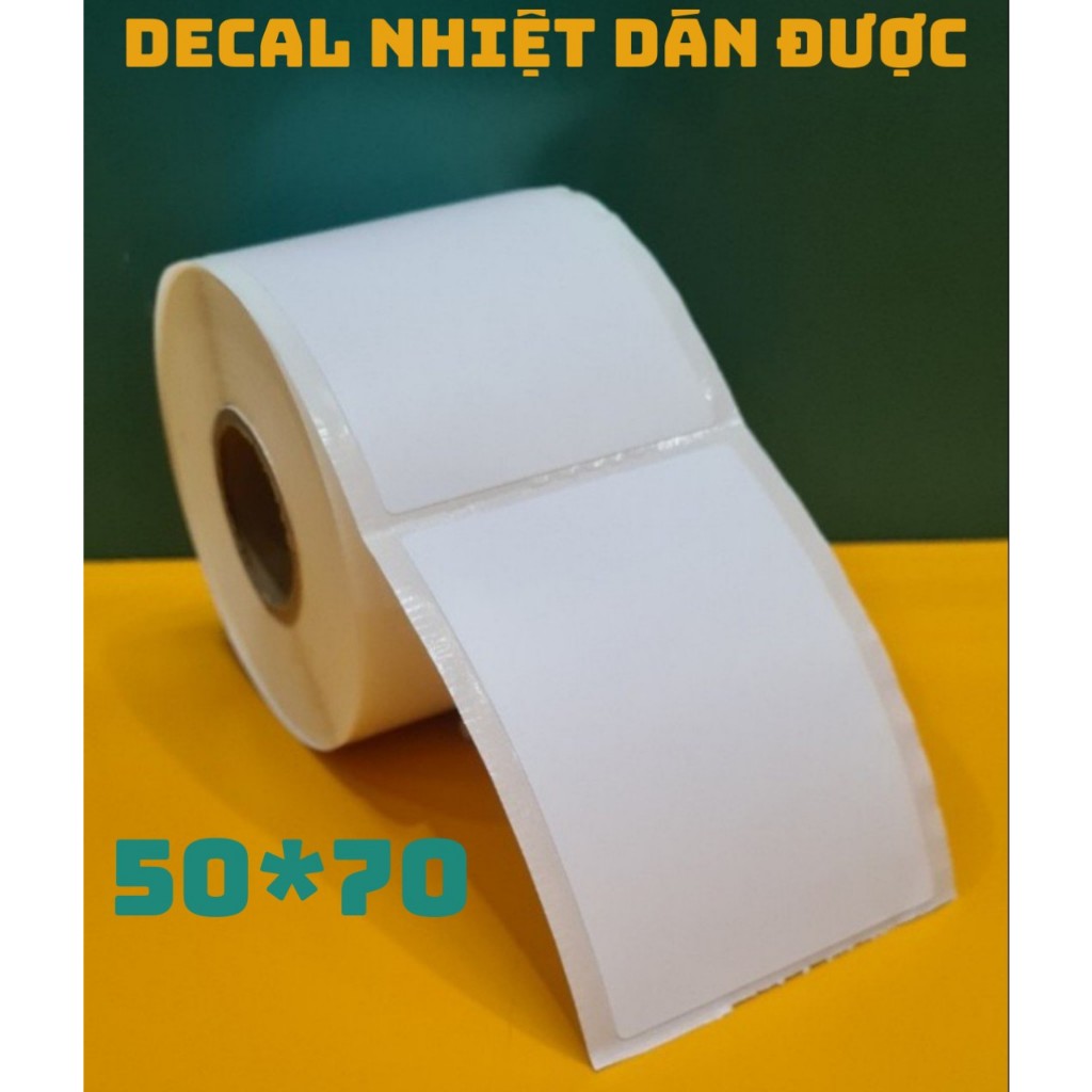 Giấy In Tem 50x70 mm Nhãn Mã Vạch Nhiệt 5x7 cm (Tem Đứng) Giấy In Nhiệt Dán Được 50*70 Giấy Nhiệt Decal Nhiệt