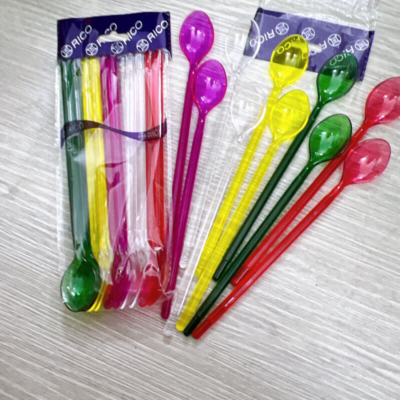 COMBO 10 MUỖNG NHỰA CAFE ( RICO ), Muỗng Sinh Tố Nhiều màu Dài 20cm ĐẸP MẮT TIỆN DỤNG