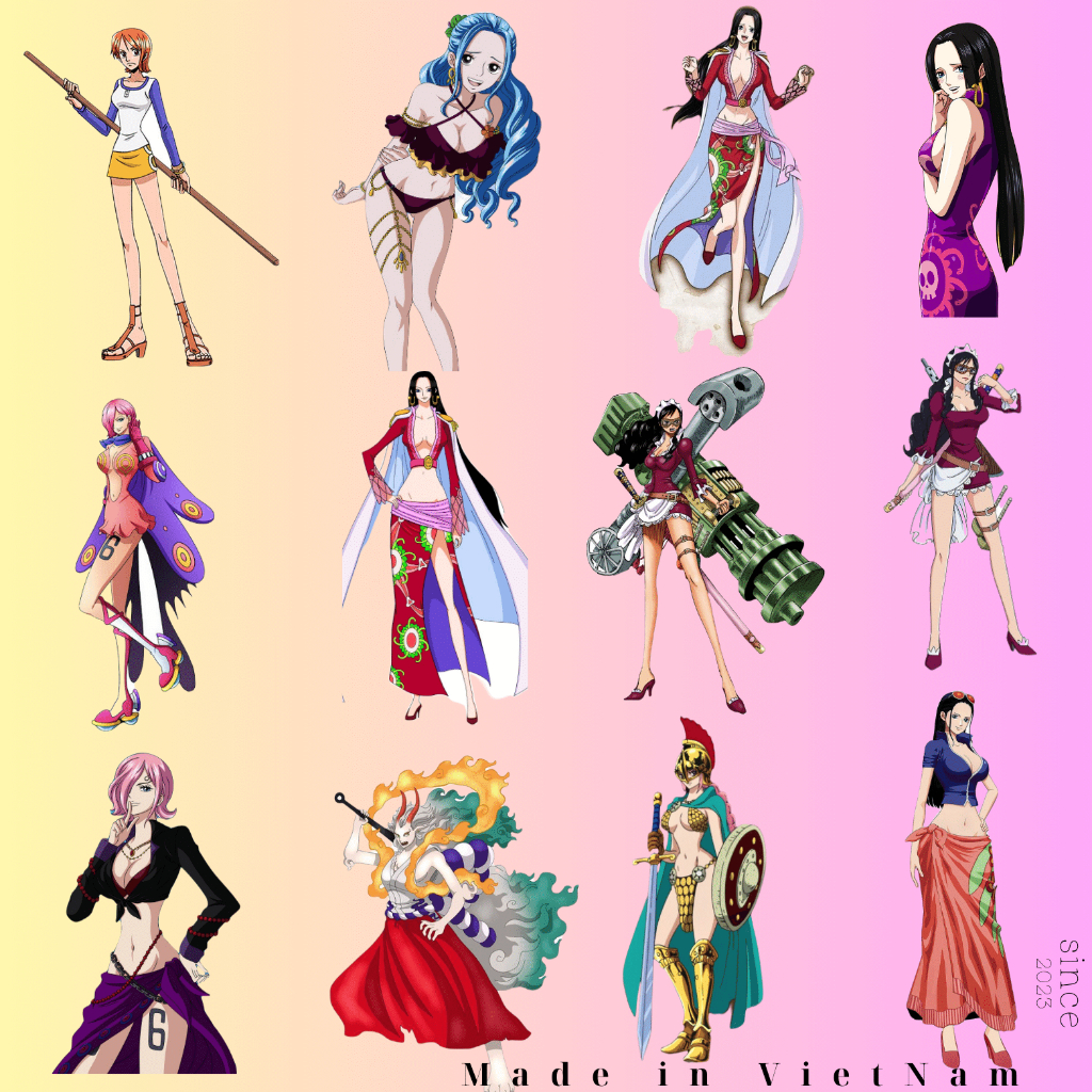 Bộ 50 Miếng Dán Chống Thấm Nước Họa Tiết Hoạt Hình nhân vật nữ one piece anime