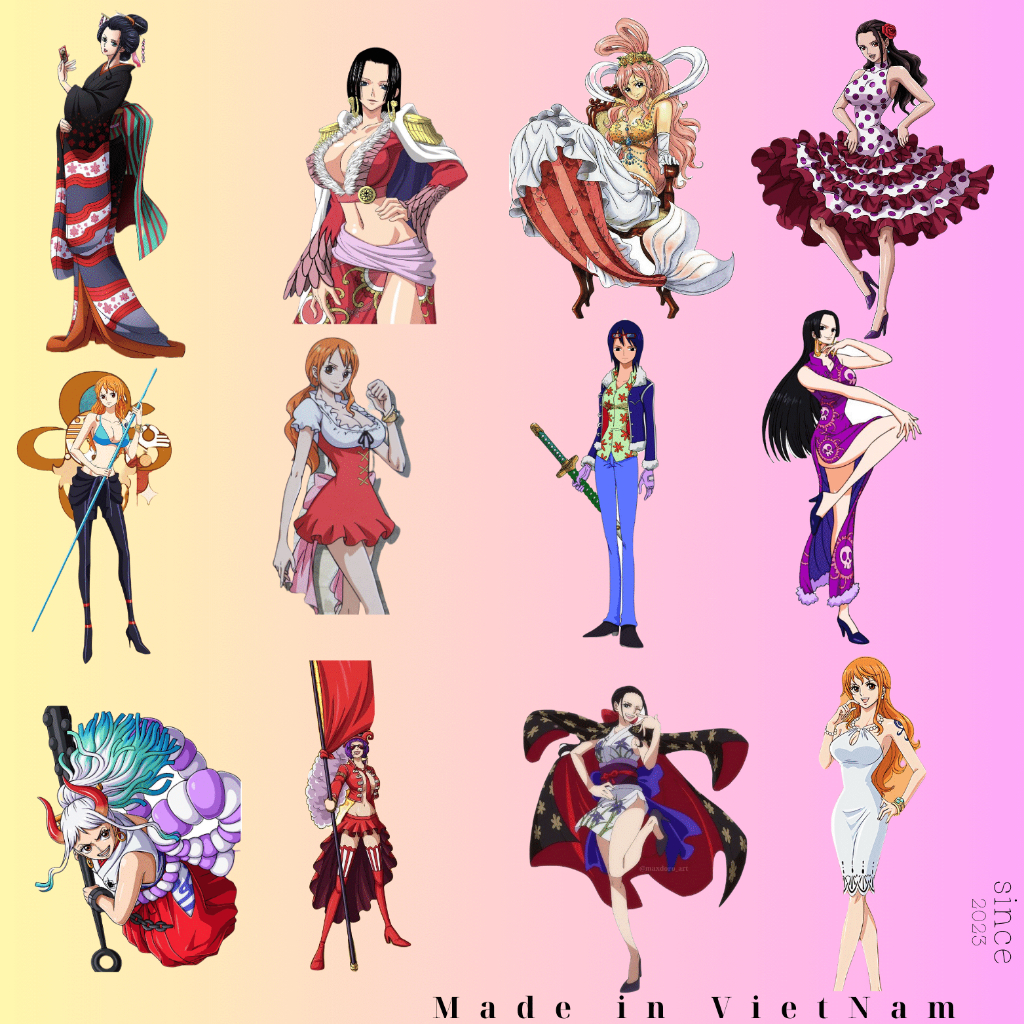 Bộ 50 Miếng Dán Chống Thấm Nước Họa Tiết Hoạt Hình nhân vật nữ one piece anime
