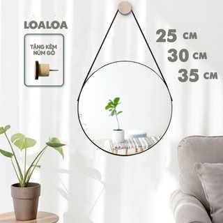 Gương dây da treo tường gương tròn trang điểm nhiều size đẹp để trang trí decor phòng khách phòng ngủ nhà tắm