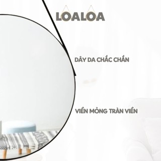 Gương dây da treo tường gương tròn trang điểm nhiều size đẹp để trang trí decor phòng khách phòng ngủ nhà tắm