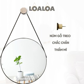 Gương dây da treo tường gương tròn trang điểm nhiều size đẹp để trang trí decor phòng khách phòng ngủ nhà tắm