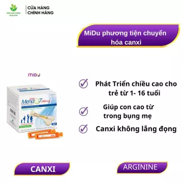 Tăng chiều cao ,canxi cho bé Midu MenaQ7 180mcg chuyển hóa canxi dành cho trẻ từ 1- 20 tuổi (Hộp 30 ống )