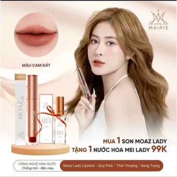 [Mua 1 Tặng 1] Son Kem Lì Moaz Lady Mairis Phương Mai - Màu Cam Đất, Công Nghệ Hàn Quốc - Mua 1 Son Tặng 1 Nước Hoa