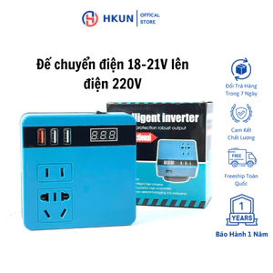 Bộ chuyển đổi nguồn pin 18V-21V lên điện 220V sử dụng cho pin chân phổ thông Makita 4cm dòng điện 200W