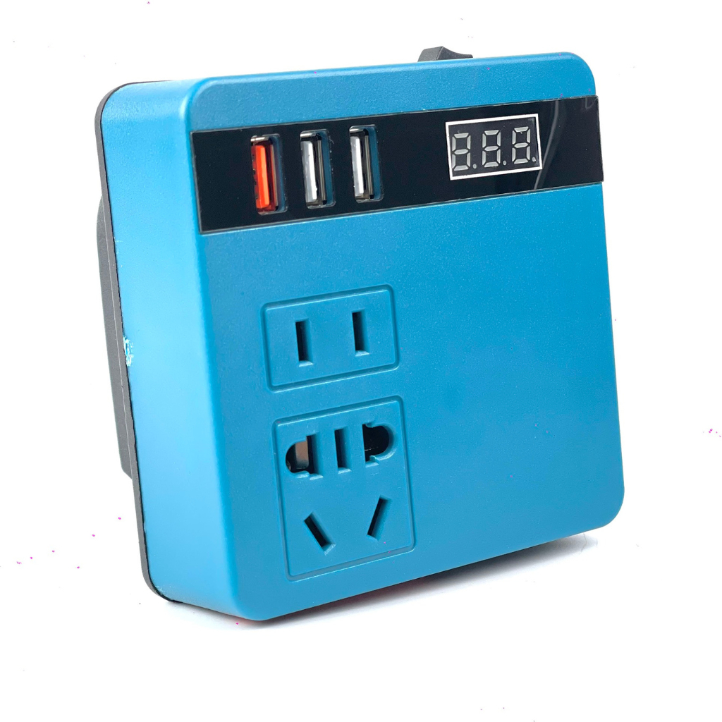 Bộ chuyển đổi nguồn pin 18V-21V lên điện 220V sử dụng cho pin chân phổ thông Makita 4cm dòng điện 200W