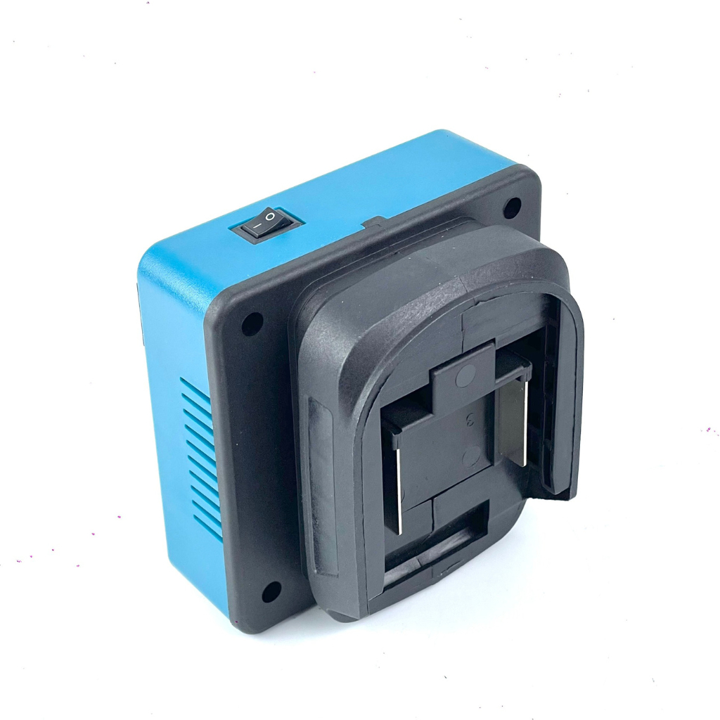 Bộ chuyển đổi nguồn pin 18V-21V lên điện 220V sử dụng cho pin chân phổ thông Makita 4cm dòng điện 200W