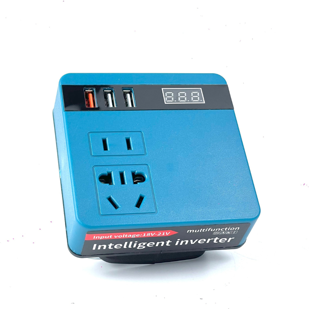 Bộ chuyển đổi nguồn pin 18V-21V lên điện 220V sử dụng cho pin chân phổ thông Makita 4cm dòng điện 200W