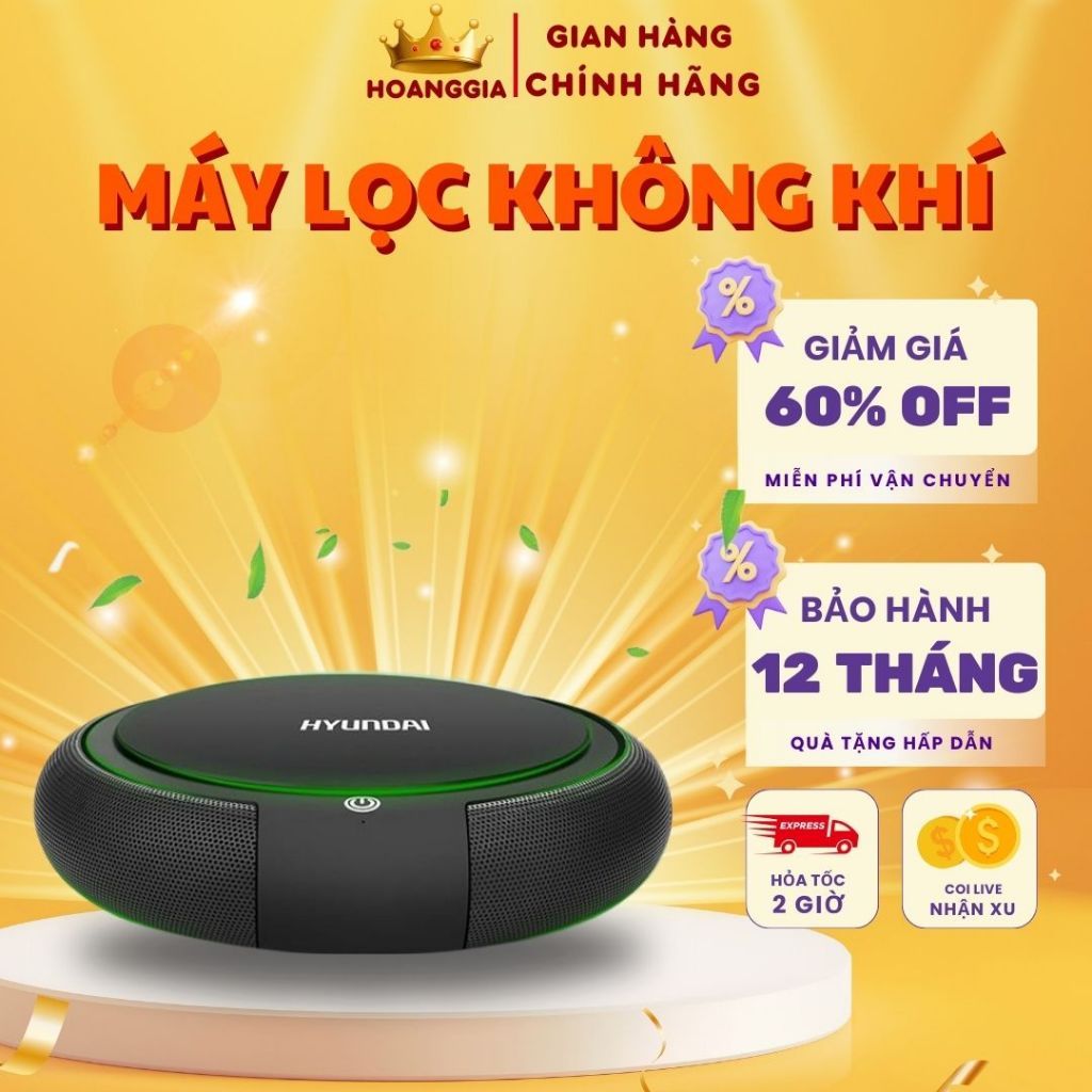 Máy Lọc Không Khí Ô Tô Hyundai Hy12 – Máy Khử Mùi Ô Tô Đa Năng – Lọc Không Khí, Xông Tinh Dầu, Khử Mùi Xe Hơi, T