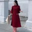 Set áo dài cách tân nhung chéo tay lửng đính cúc ngọc phối nơ hai bên vai tặng kèm quần lụa HAVANA AD40