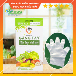 Hộp 100 cái găng tay nilong tự hủy sinh học an toàn thân thiện môi trường