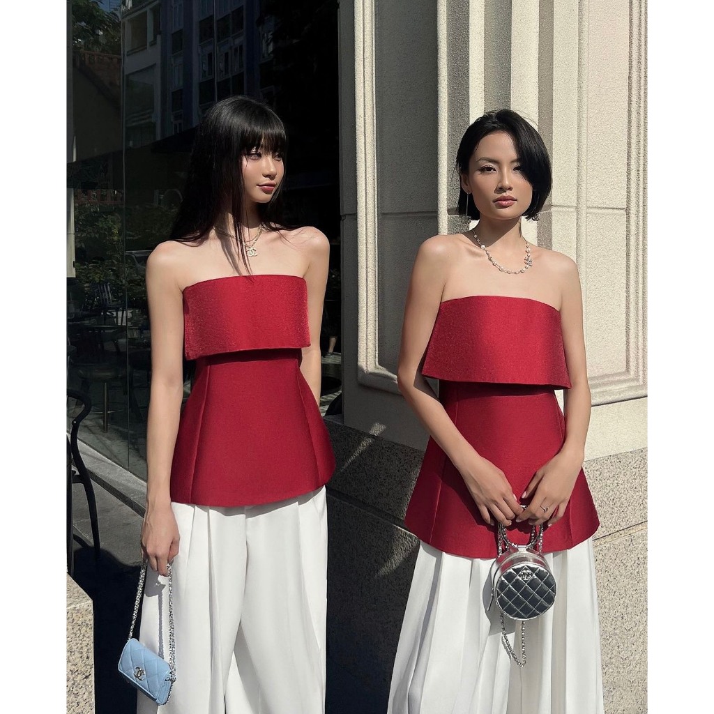 Áo ống kiểu cúp ngực trễ vai cực xinh chất liệu Tapta cứng cáp ảnh thật trải sàn - Vico Top Gem Boutique