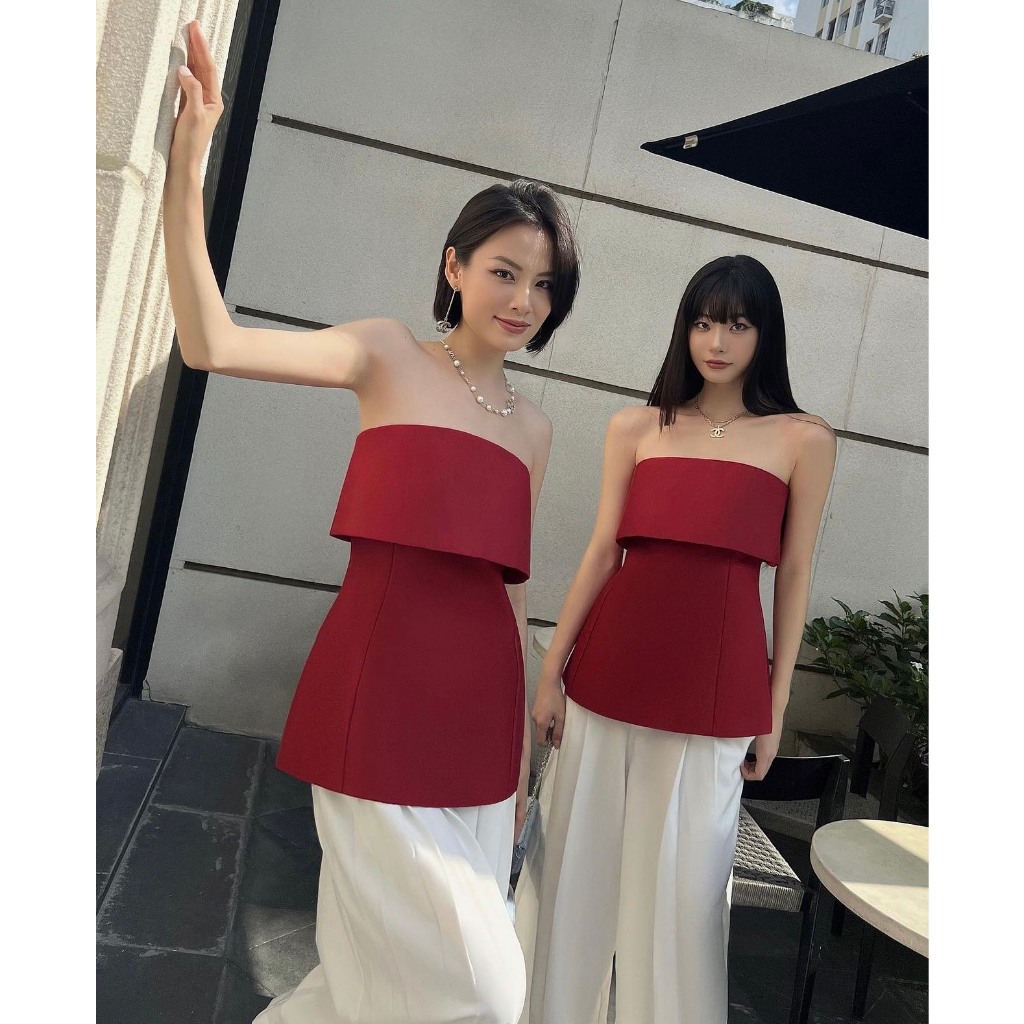Áo ống kiểu cúp ngực trễ vai cực xinh chất liệu Tapta cứng cáp ảnh thật trải sàn - Vico Top Gem Boutique
