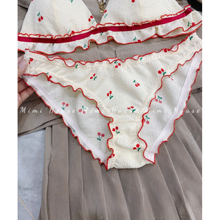Set đồ lót viền bèo dễ thương tone cherry đỏ - handmade by Mimi house