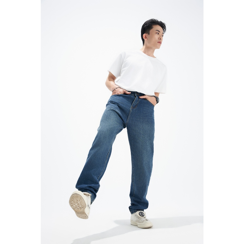 Quần Jeans BOO Unisex In Logo Essential Dáng Straight Fit