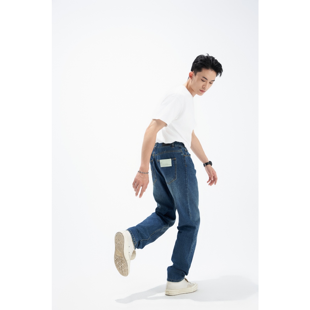 Quần Jeans BOO Unisex In Logo Essential Dáng Straight Fit