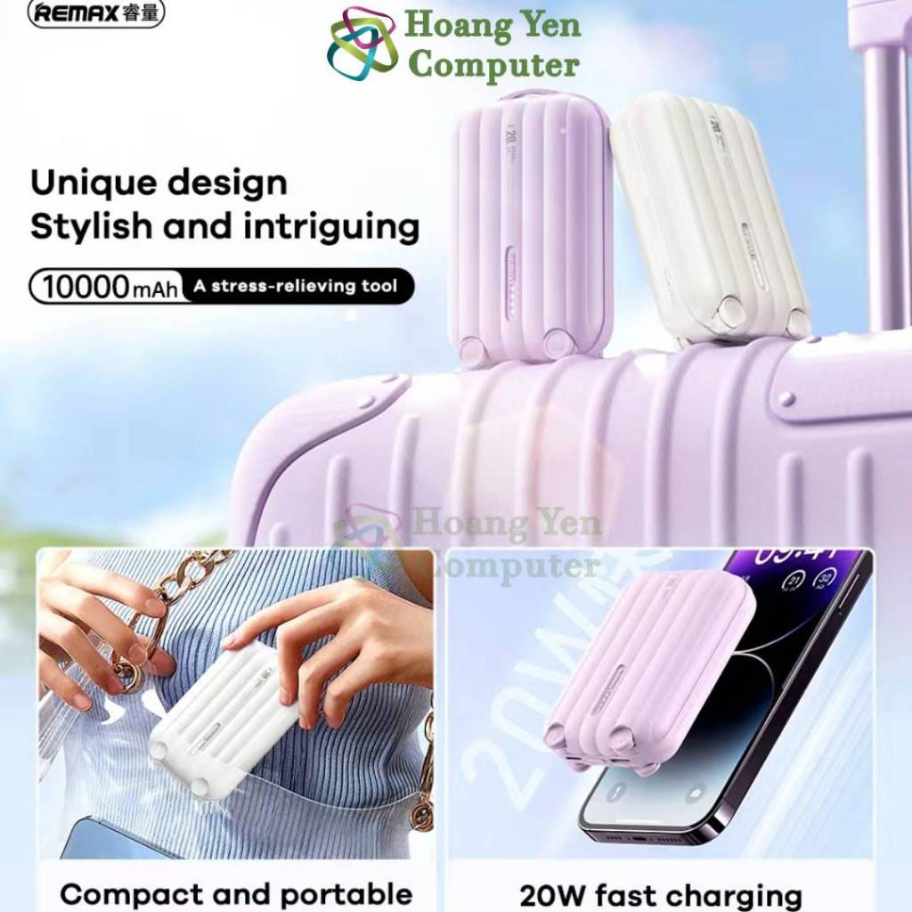 Sạc Dự Phòng Mini Remax RPP-595 10000mAh, Kiểu Dáng Vali Siêu Kute (Sạc Nhanh QC3.0 18W, 22.5W, PD20W) - BH 1 Năm