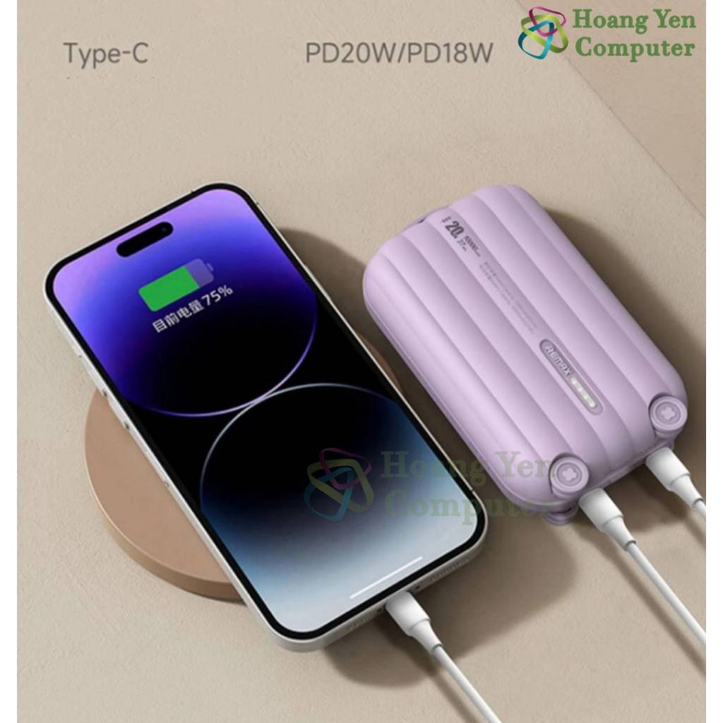 Sạc Dự Phòng Mini Remax RPP-595 10000mAh, Kiểu Dáng Vali Siêu Kute (Sạc Nhanh QC3.0 18W, 22.5W, PD20W) - BH 1 Năm