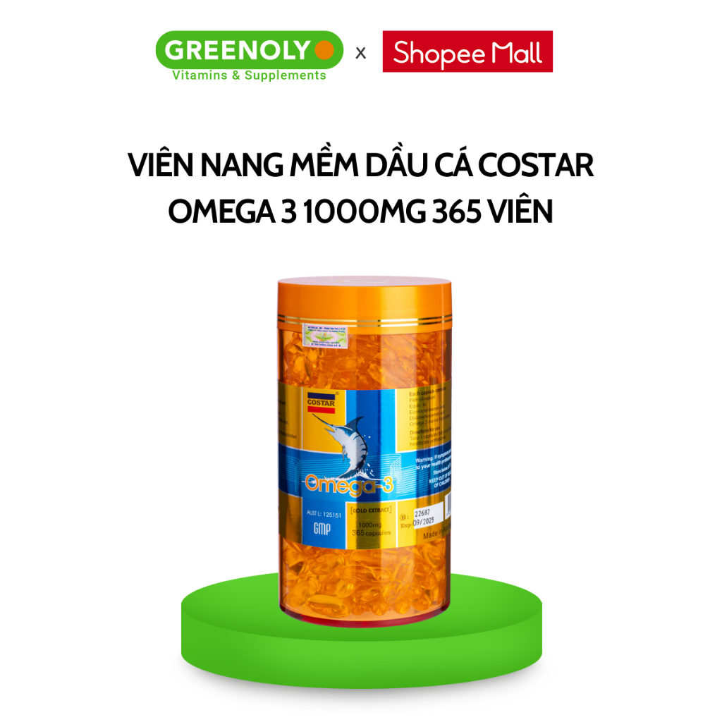 Ảnh Dầu Cá Costar Bổ Sung Omega 3 1000mg Tăng Cường Trí Não, Tim Mạch Và Thị Lực 365 Viên 2