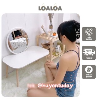Bàn trang điểm gương lớn Single O, bàn học bệt decor phong cách bắc âu hiện đại