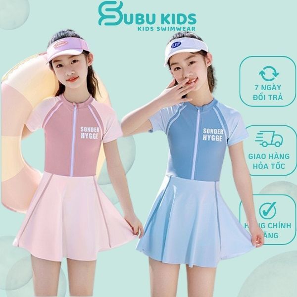 Đồ bơi bé gái liền thân dạng váy mẫu mới siêu hot 2023 cho bé từ 17-38kg