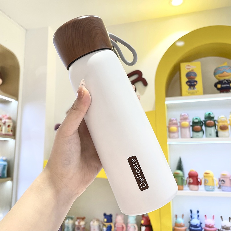 Bình uống nước giữ nhiệt inox 500ml nắp gỗ