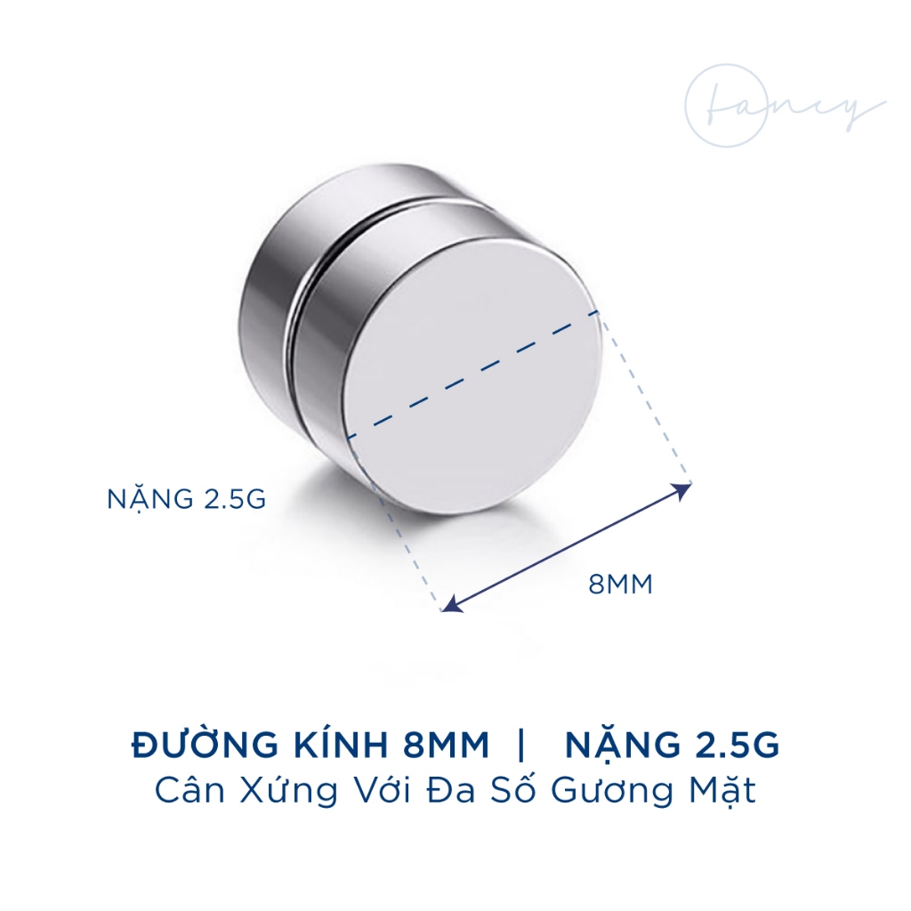 Khuyên tai nam châm Fancy cá tính không cần bấm lỗ, khuyên kẹp nam nữ chất liệu titan không gỉ