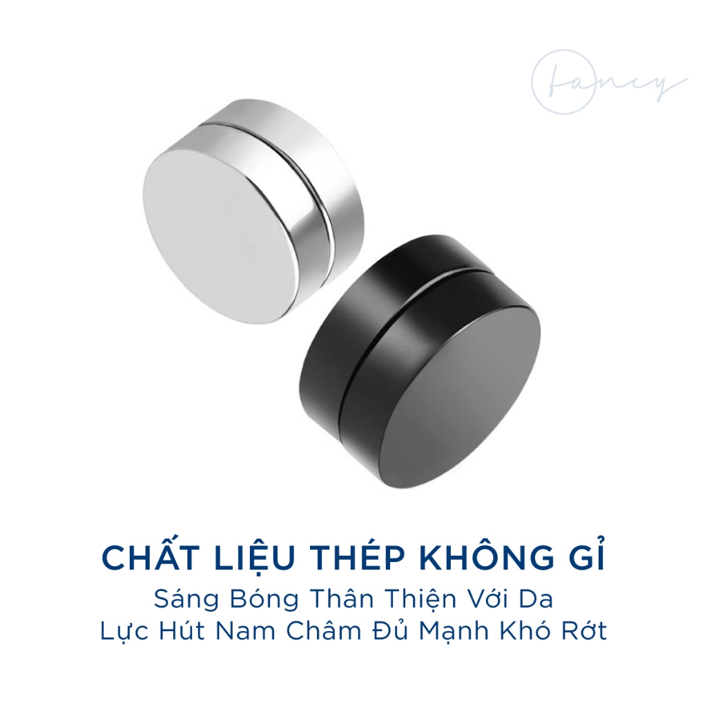 Khuyên tai nam châm Fancy cá tính không cần bấm lỗ, khuyên kẹp nam nữ chất liệu titan không gỉ