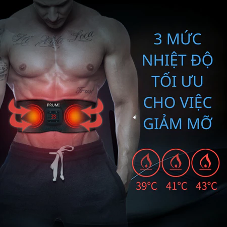 Máy mát Xa Đánh Tan Mỡ Bụng PRUMI- Đai Massage giảm mỡ bụng Cao cấp PRUMI