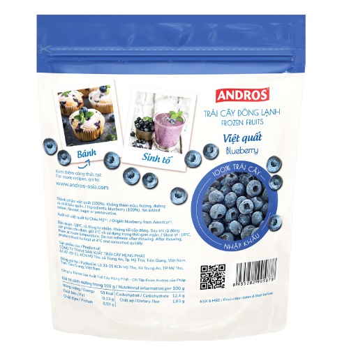 Ảnh Việt Quất Đông Lạnh - Không chất bảo quản - Trái cây đông lạnh ANDROS IQF - 300g - [Chỉ giao HCM] 3