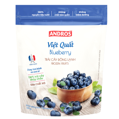 Ảnh Việt Quất Đông Lạnh - Không chất bảo quản - Trái cây đông lạnh ANDROS IQF - 300g - [Chỉ giao HCM] 2