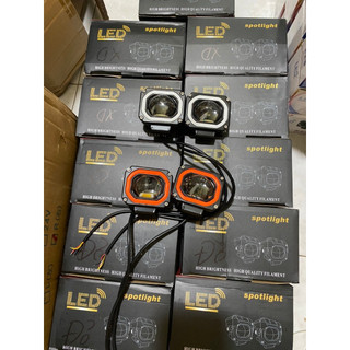 Đèn led trợ sáng bi mắt vuông có viên, đèn led trợ sáng dùng chung điện 12v và 24v(giá 1 đôi)