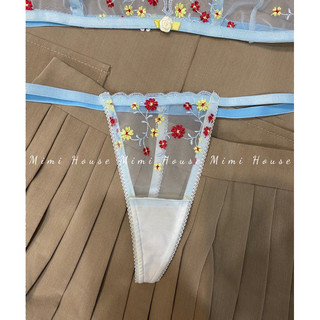 [New]Set đồ lót ren hoa nhí tone xanh - Handmade by Mimi house