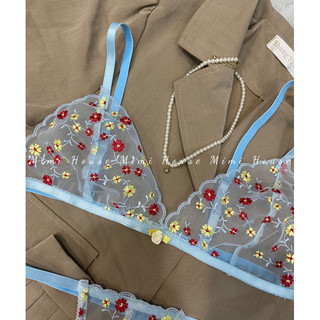 [New]Set đồ lót ren hoa nhí tone xanh - Handmade by Mimi house