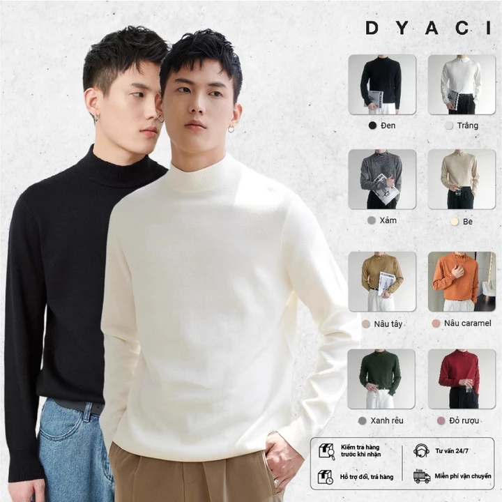 Áo Len Nam Nữ Cổ Lọ 3 Phân Form Basic Dài Tay Dày Đẹp Mềm Mịn Ấm Áp Thu Đông Hàn Quốc Nhiều Màu DYACI AL96
