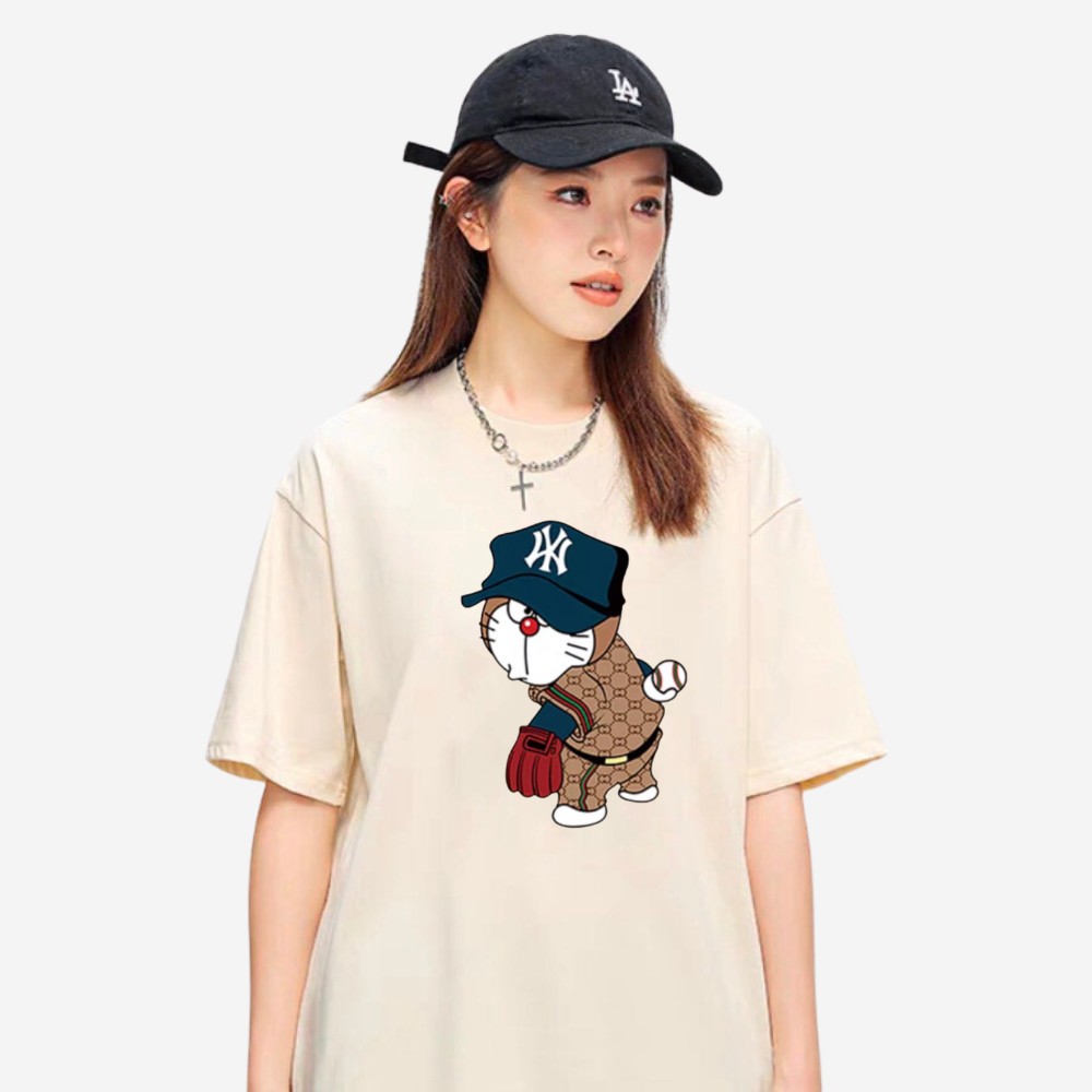 [VẢI 250 GSM] Áo Thun NYC DORAEMON Đánh Bóng Chày Unisex Form Rộng Tay Lỡ Cao Cấp Định Lượng Vải 250 GSM Co Giãn -AP209