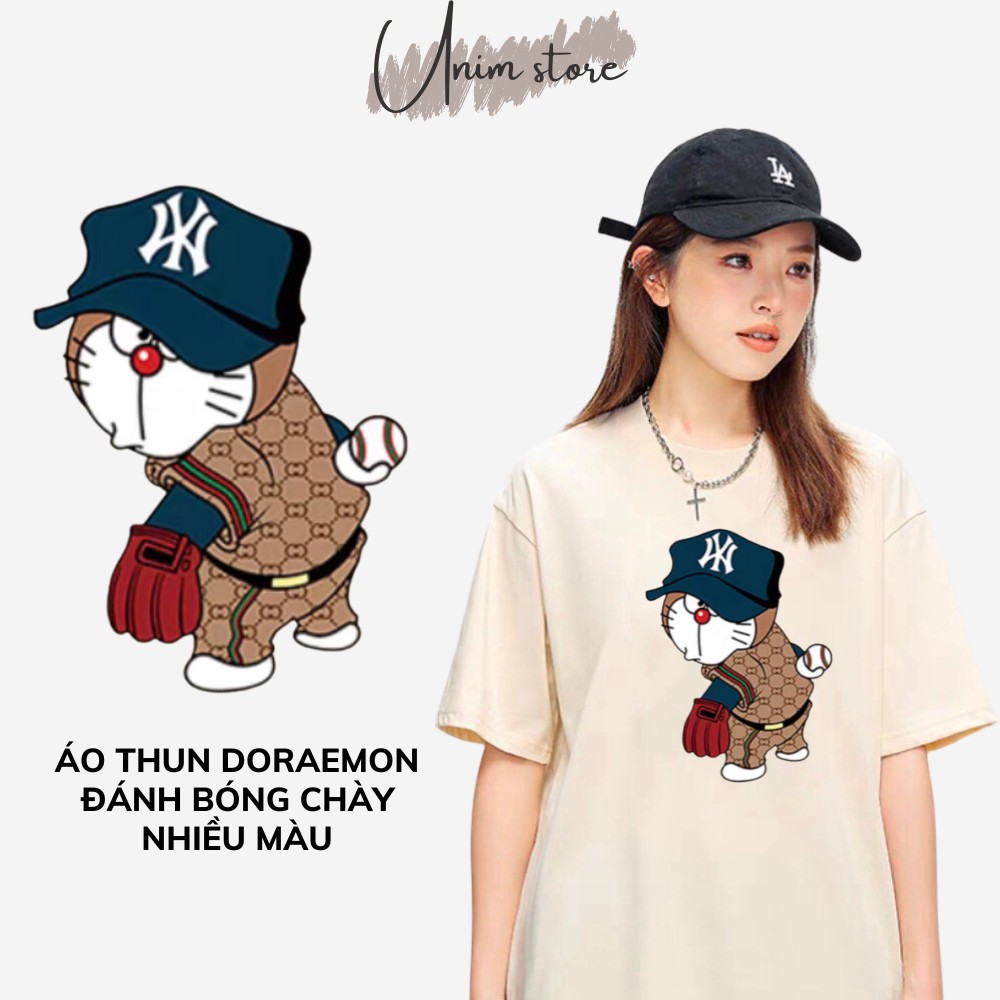 [VẢI 250 GSM] Áo Thun NYC DORAEMON Đánh Bóng Chày Unisex Form Rộng Tay Lỡ Cao Cấp Định Lượng Vải 250 GSM Co Giãn -AP209