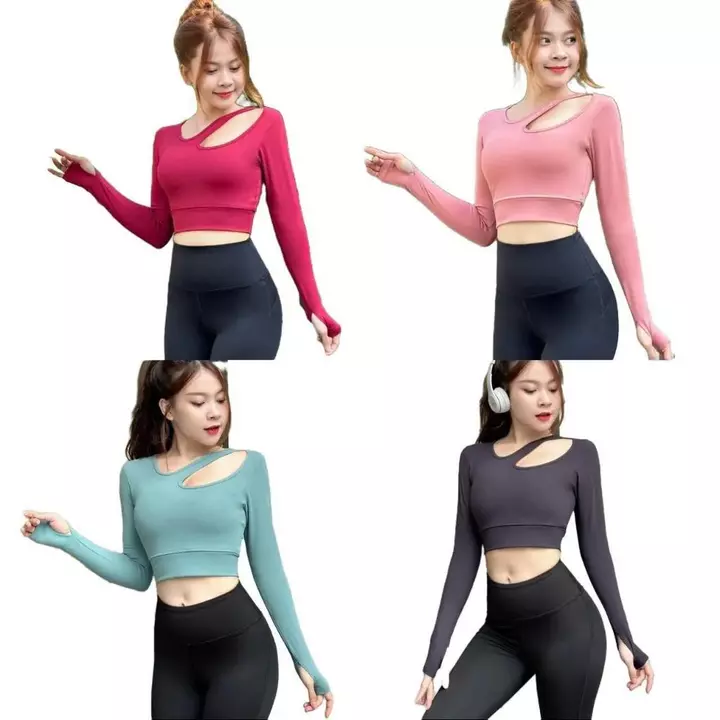 Áo Thể Thao Nữ Tay Dài Tập Gym Yoga Pickleball Nữ Dáng Croptop Kiểu Ôm Body, Áo Croptop Tập Gym Yoga Nữ Crop02-Ao20