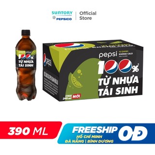 [SALE 15.7] Thùng 24 Chai Nước Ngọt Giải Khát Có Gaz Pepsi Vị Chanh Không Calo, Không Đường (390ml /chai)