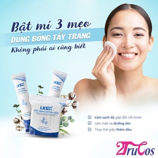 Bông tẩy trang LXSoft Soft Skin Cotton Pads (bông đa năng, 100% cotton, 2 mặt không xổ lông) 2Trucos