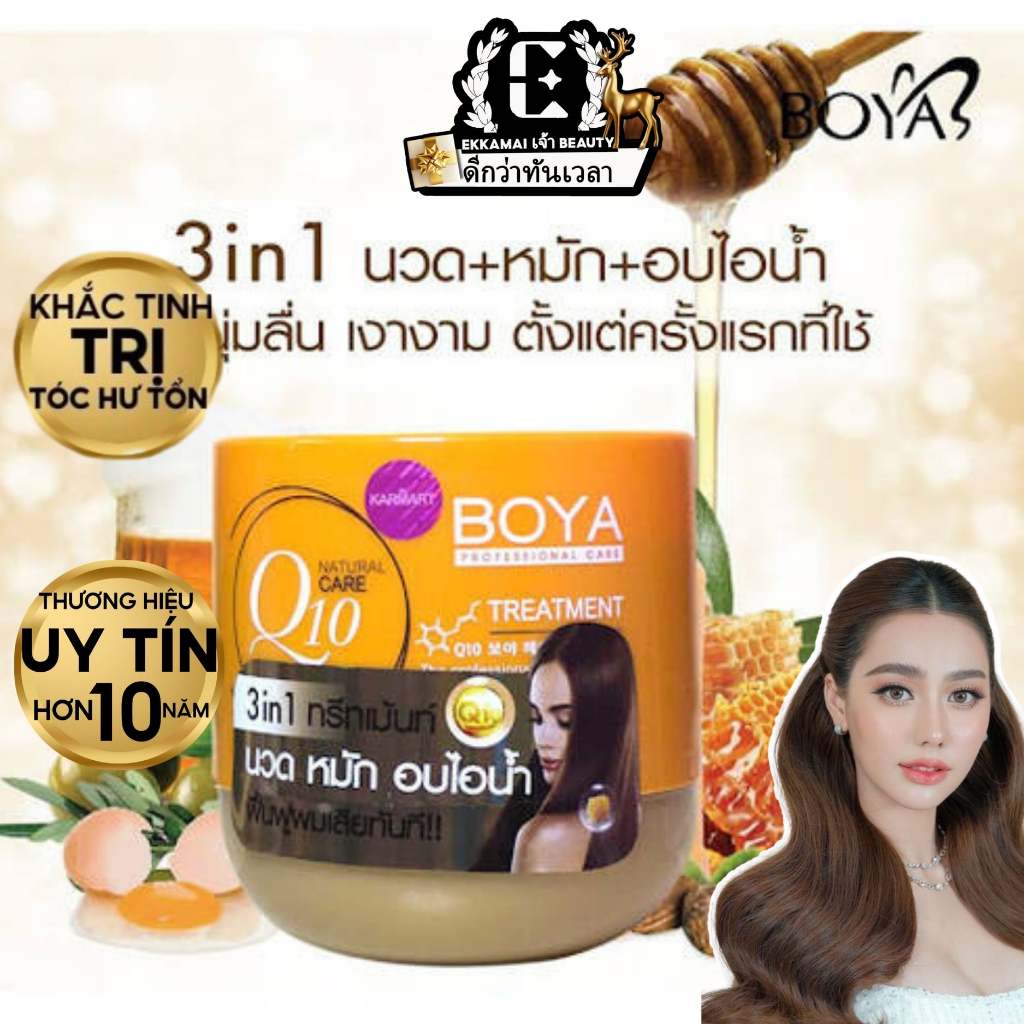 Kem ủ tóc Boya Q10 bản nội địa Thái Ekkamai Beauty giảm bạc tóc dưỡng đuôi tóc không chẻ ngọn