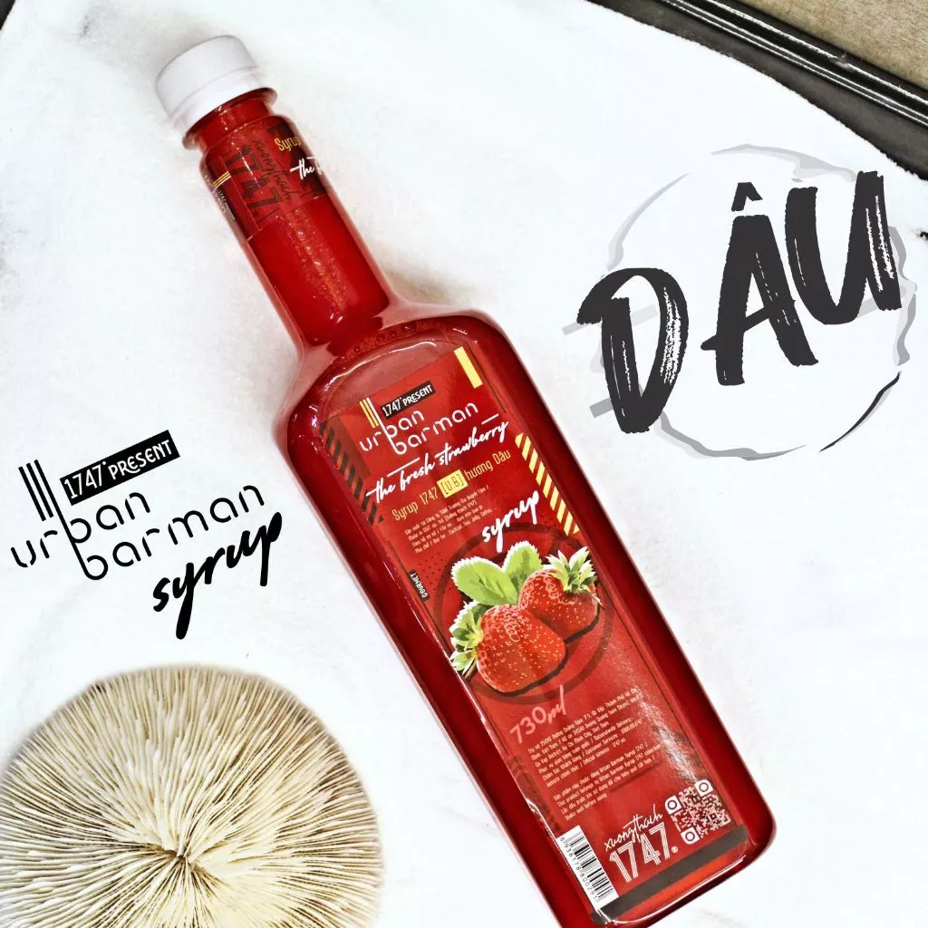 Syrup Dâu Tây - Urban Barman 1747 - 730ml - Siro Dâu Tươi | Trà Dâu